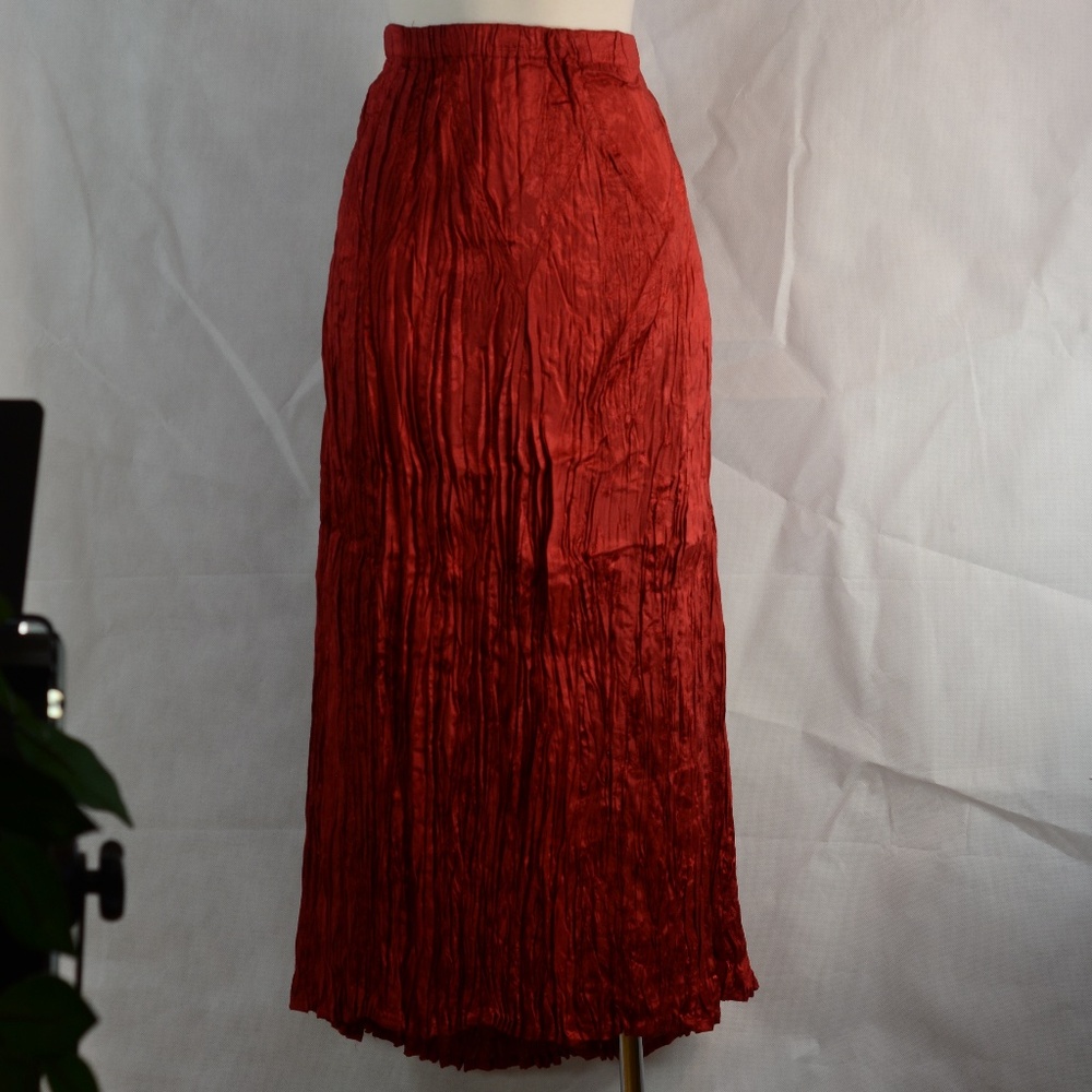 Coldwater Creek Red Crinkle Skirt SZ XL NWOT #B45 - Picture 2 of 8